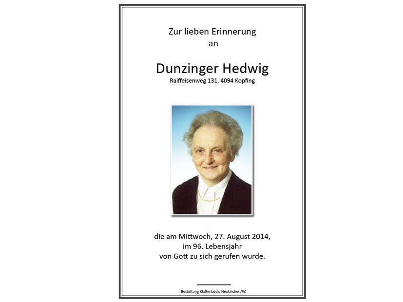 Hedwig  Dunzinger