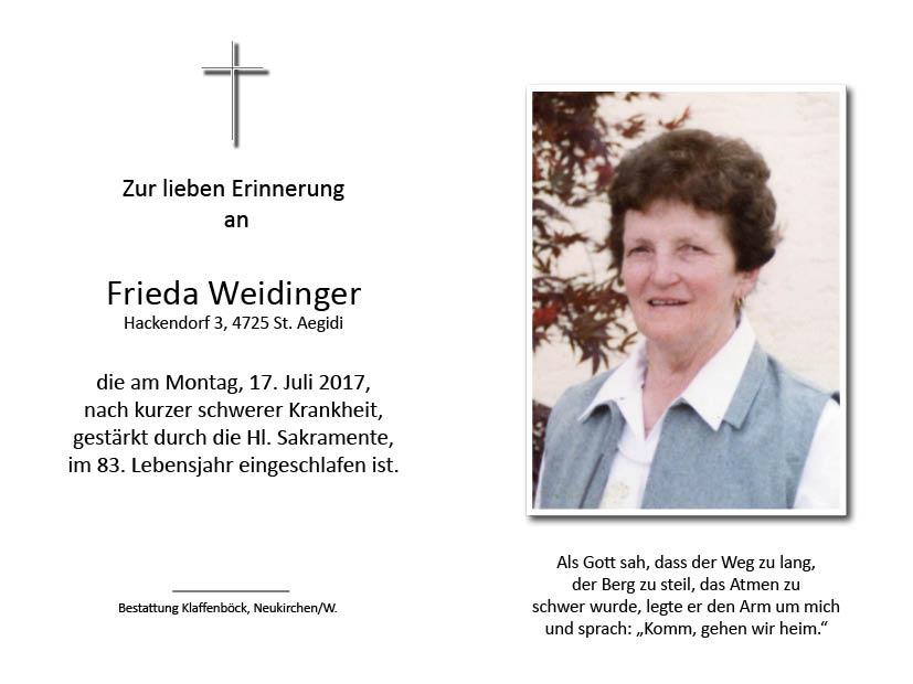 Frieda  Weidinger
