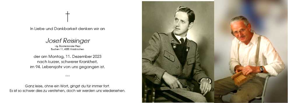 Josef  Reisinger, vlg. Bürstenbinder Pepi